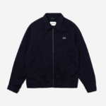 Men Lacoste V0ZN407 Navy Blue 166 Short Zippered Organic Cotton Gabardine Jacket - Image 5