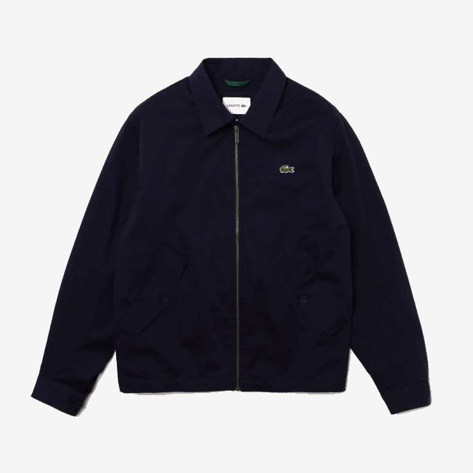 Men Lacoste V0ZN407 Navy Blue 166 Short Zippered Organic Cotton Gabardine Jacket - Image 5