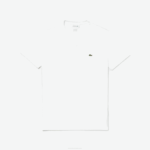 Men Lacoste V0ZN40 White 001 V-Neck Pima Cotton Jersey T-Shirt - Image 5