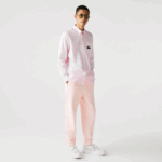 Men Lacoste V0ZN412 White Light Pink 7FD Relaxed Fit Large Crocodile Cotton Shirt - Image 8