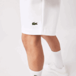 Men Lacoste V0ZN415 White 001 Organic Brushed Cotton Fleece Shorts - Image 4