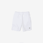 Men Lacoste V0ZN415 White 001 Organic Brushed Cotton Fleece Shorts - Image 5
