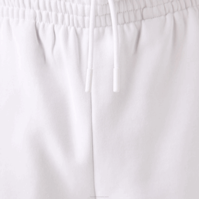 Men Lacoste V0ZN415 White 001 Organic Brushed Cotton Fleece Shorts - Image 6