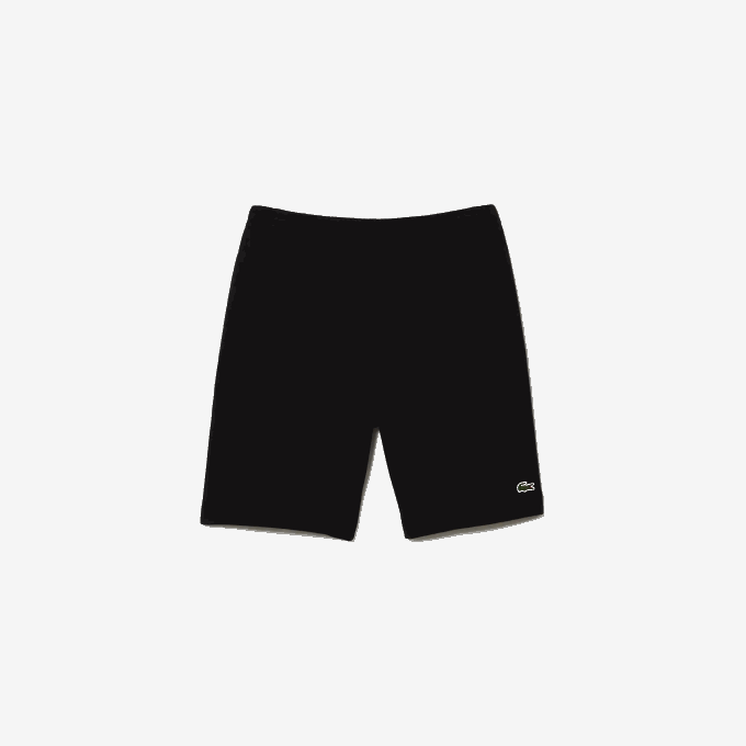 Men Lacoste V0ZN416 Black 031 Organic Brushed Cotton Fleece Shorts - Image 5