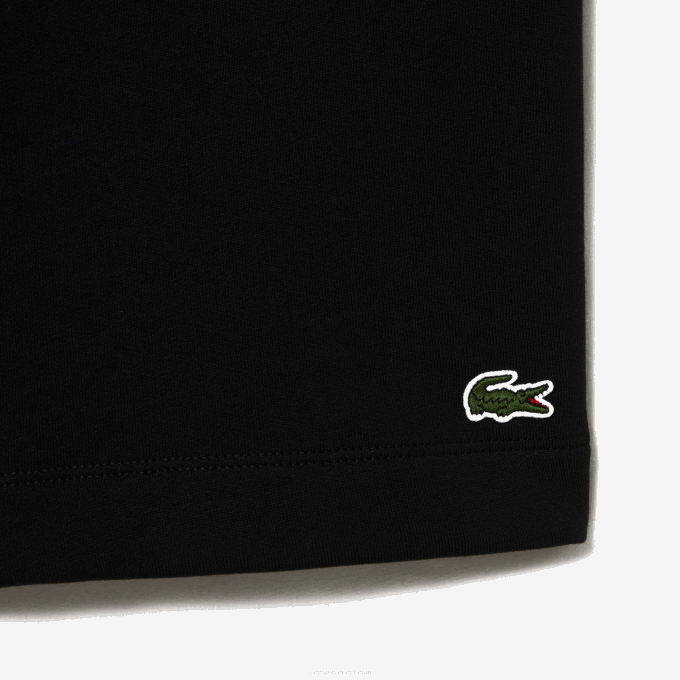 Men Lacoste V0ZN416 Black 031 Organic Brushed Cotton Fleece Shorts - Image 8