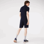 Men Lacoste V0ZN417 Navy Blue 166 Organic Brushed Cotton Fleece Shorts - Image 3