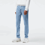 Men Lacoste V0ZN418 Blue MKU Slim Fit Stretch Cotton Denim Pants - Image 2