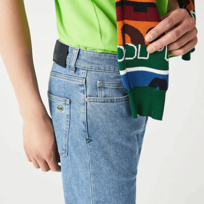 Men Lacoste V0ZN418 Blue MKU Slim Fit Stretch Cotton Denim Pants - Image 6