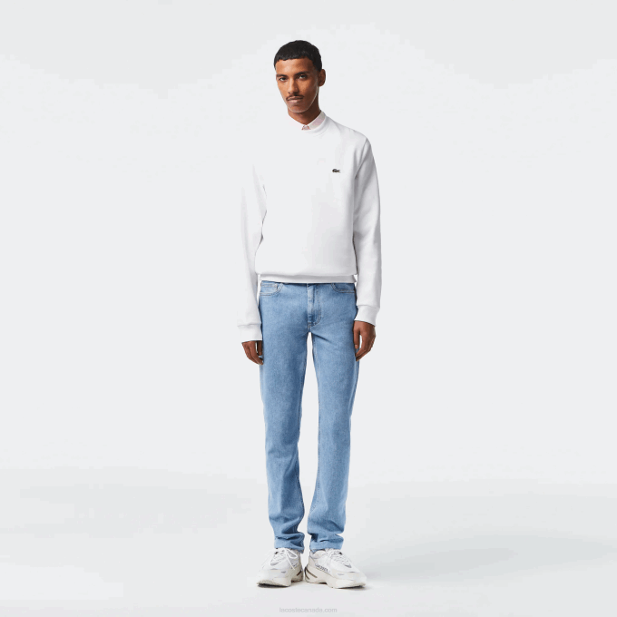 Men Lacoste V0ZN418 Blue MKU Slim Fit Stretch Cotton Denim Pants - Image 1
