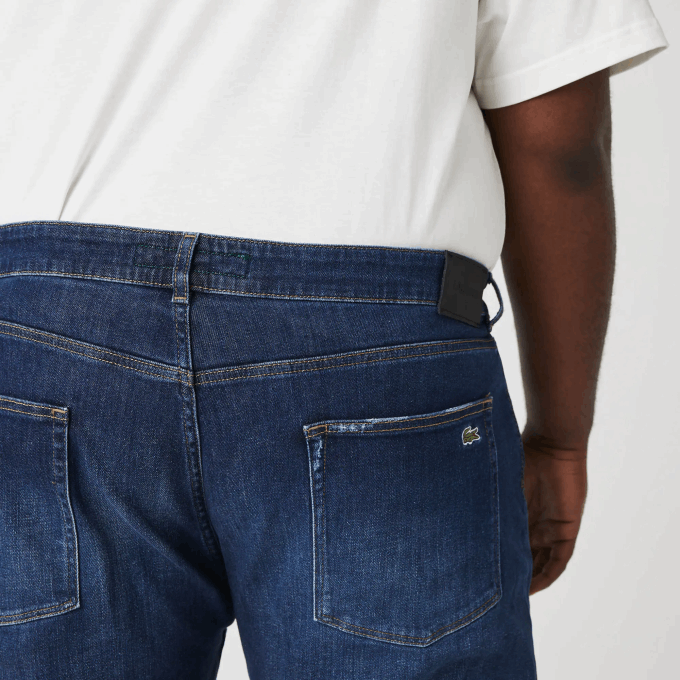 Men Lacoste V0ZN419 Blue MK9 Slim Fit Stretch Cotton Denim Pants - Image 3