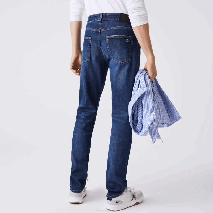 Men Lacoste V0ZN419 Blue MK9 Slim Fit Stretch Cotton Denim Pants - Image 4