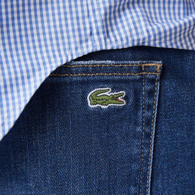 Men Lacoste V0ZN419 Blue MK9 Slim Fit Stretch Cotton Denim Pants - Image 5