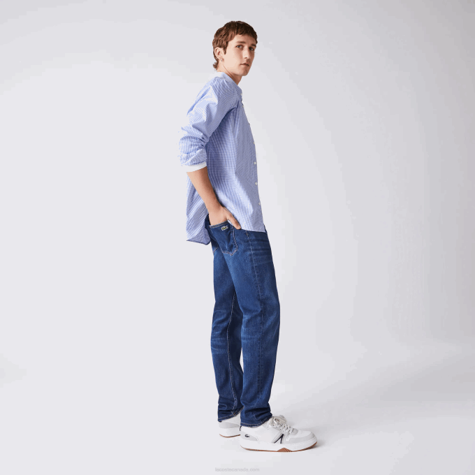 Men Lacoste V0ZN419 Blue MK9 Slim Fit Stretch Cotton Denim Pants - Image 1