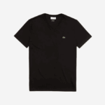 Men Lacoste V0ZN41 Black 031 V-Neck Pima Cotton Jersey T-Shirt - Image 5