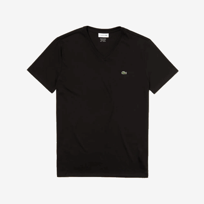 Men Lacoste V0ZN41 Black 031 V-Neck Pima Cotton Jersey T-Shirt - Image 5