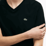 Men Lacoste V0ZN41 Black 031 V-Neck Pima Cotton Jersey T-Shirt - Image 6