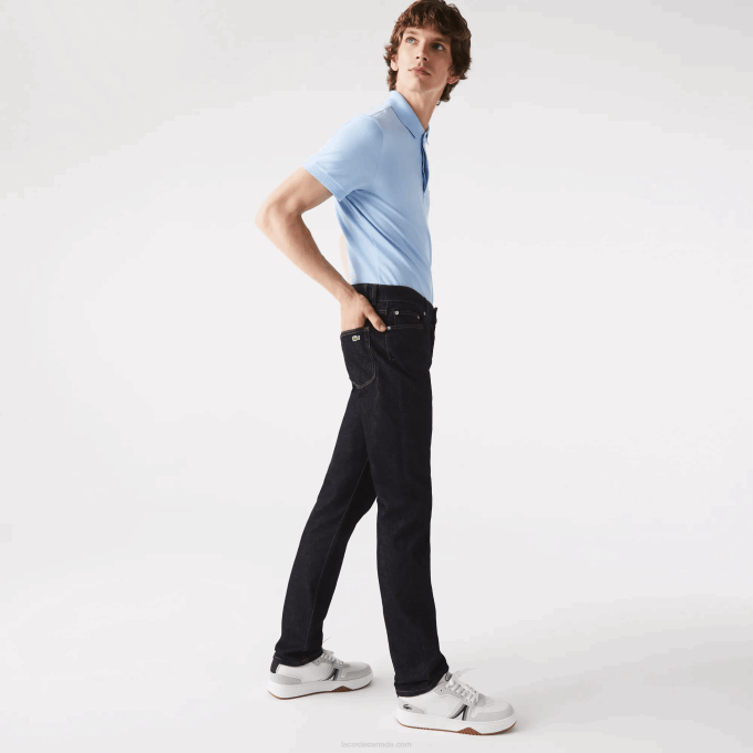 Men Lacoste V0ZN420 Blue ML4 Slim Fit Stretch Cotton Denim Pants - Image 2