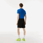 Men Lacoste V0ZN425 Black Blue Yellow XIS Recycled Polyester Tennis Shorts - Image 3
