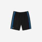 Men Lacoste V0ZN425 Black Blue Yellow XIS Recycled Polyester Tennis Shorts - Image 4