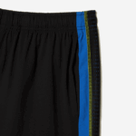 Men Lacoste V0ZN425 Black Blue Yellow XIS Recycled Polyester Tennis Shorts - Image 5
