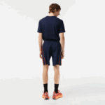 Men Lacoste V0ZN426 Navy Blue Red Orange XII Recycled Polyester Tennis Shorts - Image 3