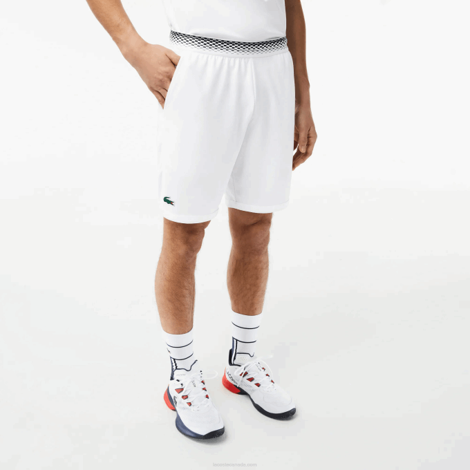 Men Lacoste V0ZN428 White 001 Tennis x Daniil Medvedev Mesh Shorts - Image 2
