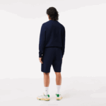 Men Lacoste V0ZN430 Navy Blue 166 Unbrushed Cotton Fleece Shorts - Image 3