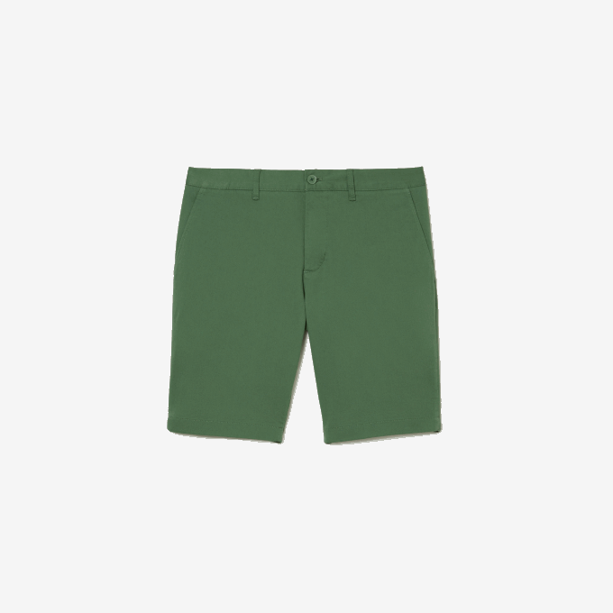 Men Lacoste V0ZN433 Khaki Green KX5 Slim Fit Stretch Cotton Bermuda Shorts - Image 4