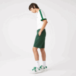 Men Lacoste V0ZN434 Green 5HX Slim Fit Stretch Cotton Bermuda Shorts - Image 2