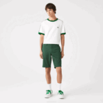 Men Lacoste V0ZN434 Green 5HX Slim Fit Stretch Cotton Bermuda Shorts