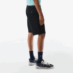 Men Lacoste V0ZN435 Black 031 Regular Fit Stretch Organic Cotton Bermuda Shorts - Image 2