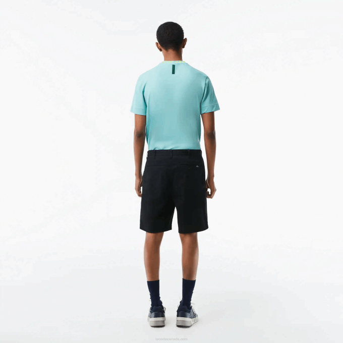 Men Lacoste V0ZN435 Black 031 Regular Fit Stretch Organic Cotton Bermuda Shorts - Image 3