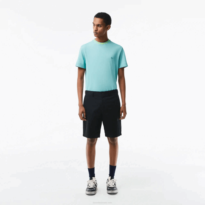 Men Lacoste V0ZN435 Black 031 Regular Fit Stretch Organic Cotton Bermuda Shorts - Image 1