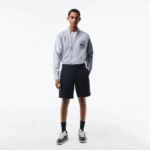 Men Lacoste V0ZN436 Navy Blue HDE Regular Fit Stretch Organic Cotton Bermuda Shorts