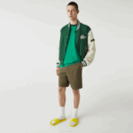Men Lacoste V0ZN437 Khaki Green 316 Regular Fit Stretch Organic Cotton Bermuda Shorts
