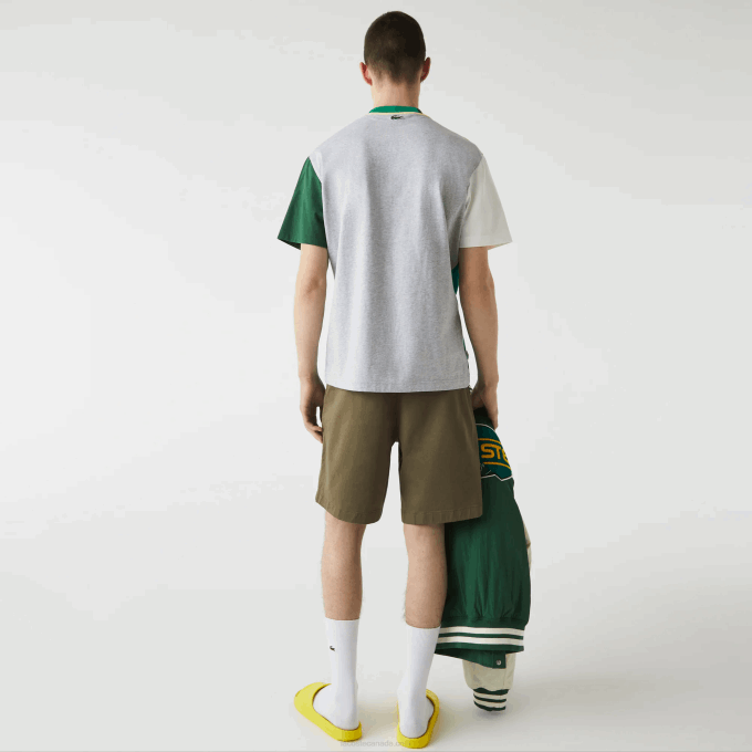 Men Lacoste V0ZN437 Khaki Green 316 Regular Fit Stretch Organic Cotton Bermuda Shorts - Image 3