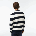 Men Lacoste V0ZN439 Black/White HHW Striped Organic Cotton Jersey Sweater - Image 3