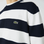 Men Lacoste V0ZN439 Black/White HHW Striped Organic Cotton Jersey Sweater - Image 4