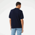 Men Lacoste V0ZN440 Navy Blue 423 Organic Cotton Stripe Polo - Image 3