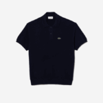 Men Lacoste V0ZN440 Navy Blue 423 Organic Cotton Stripe Polo - Image 4