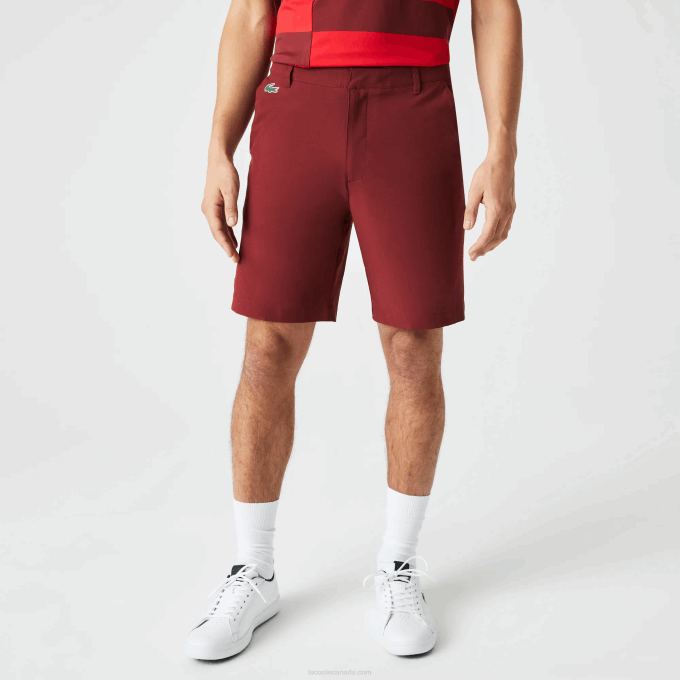 Men Lacoste V0ZN445 Bordeaux ZS1 SPORT Lightweight Stretch Golf Shorts - Image 2