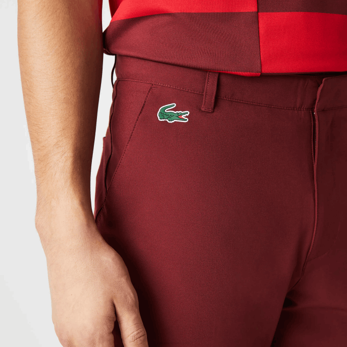 Men Lacoste V0ZN445 Bordeaux ZS1 SPORT Lightweight Stretch Golf Shorts - Image 4