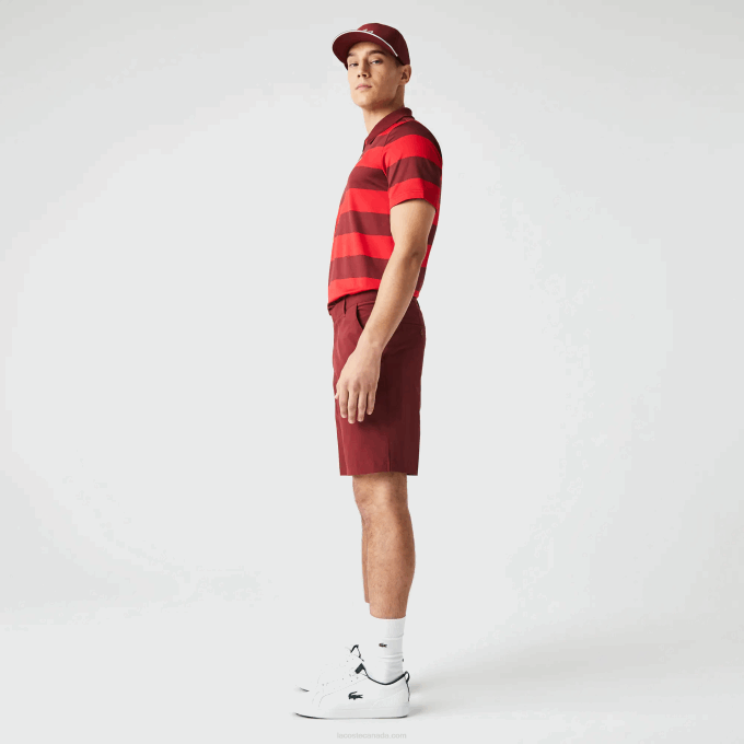 Men Lacoste V0ZN445 Bordeaux ZS1 SPORT Lightweight Stretch Golf Shorts - Image 6