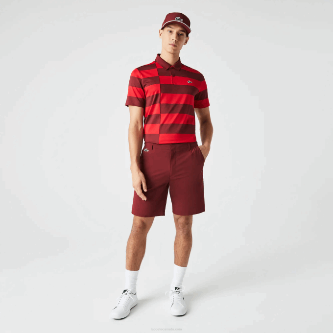 Men Lacoste V0ZN445 Bordeaux ZS1 SPORT Lightweight Stretch Golf Shorts - Image 1