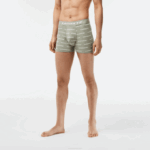 Men Lacoste V0ZN447 Khaki Green Grey Chine GC9 3-Pack Logo Print Jersey Boxers - Image 2