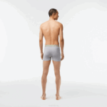 Men Lacoste V0ZN447 Khaki Green Grey Chine GC9 3-Pack Logo Print Jersey Boxers - Image 3