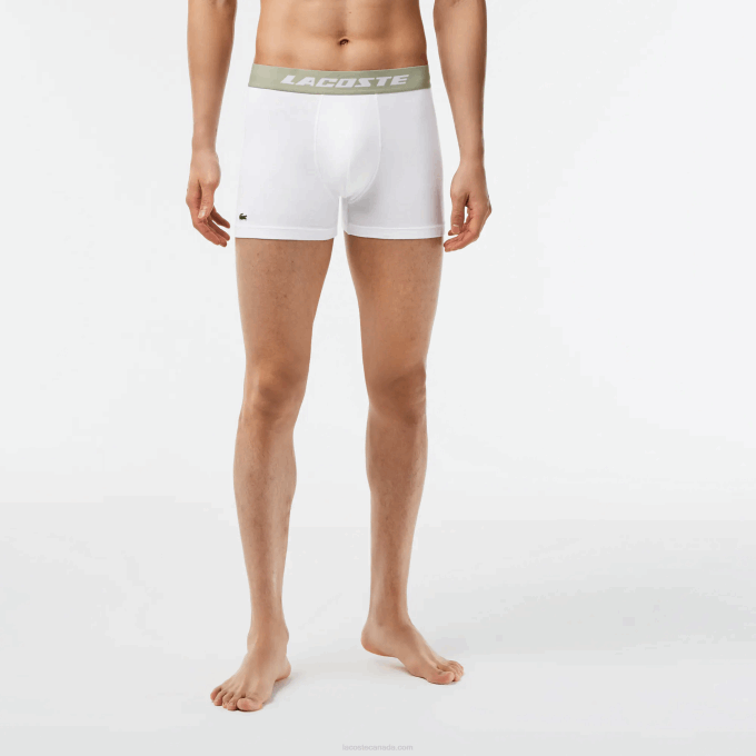 Men Lacoste V0ZN447 Khaki Green Grey Chine GC9 3-Pack Logo Print Jersey Boxers - Image 4