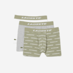 Men Lacoste V0ZN447 Khaki Green Grey Chine GC9 3-Pack Logo Print Jersey Boxers - Image 5