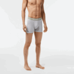 Men Lacoste V0ZN447 Khaki Green Grey Chine GC9 3-Pack Logo Print Jersey Boxers - Image 6