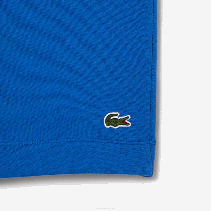 Men Lacoste V0ZN449 Blue KXB Organic Brushed Cotton Fleece Shorts - Image 4